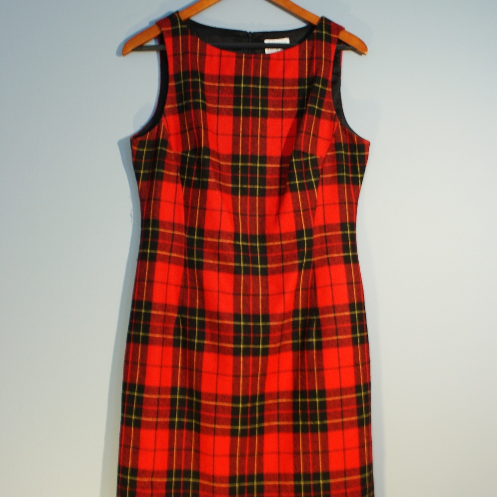 Vintage Wool Plaid Pencil Dress